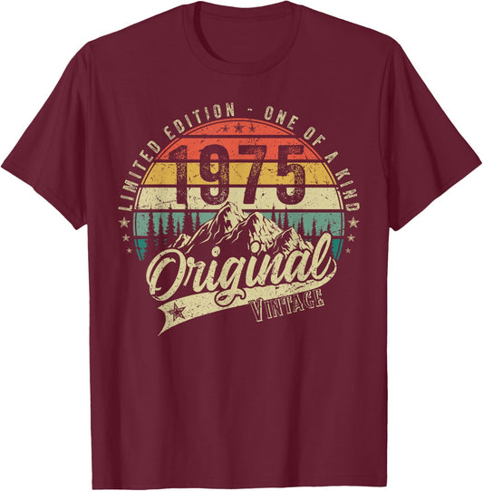 1975 Vintage Vintage Birthday Retro Men's Women's Gift , black T-Shirt - T-Shirt | Maroon