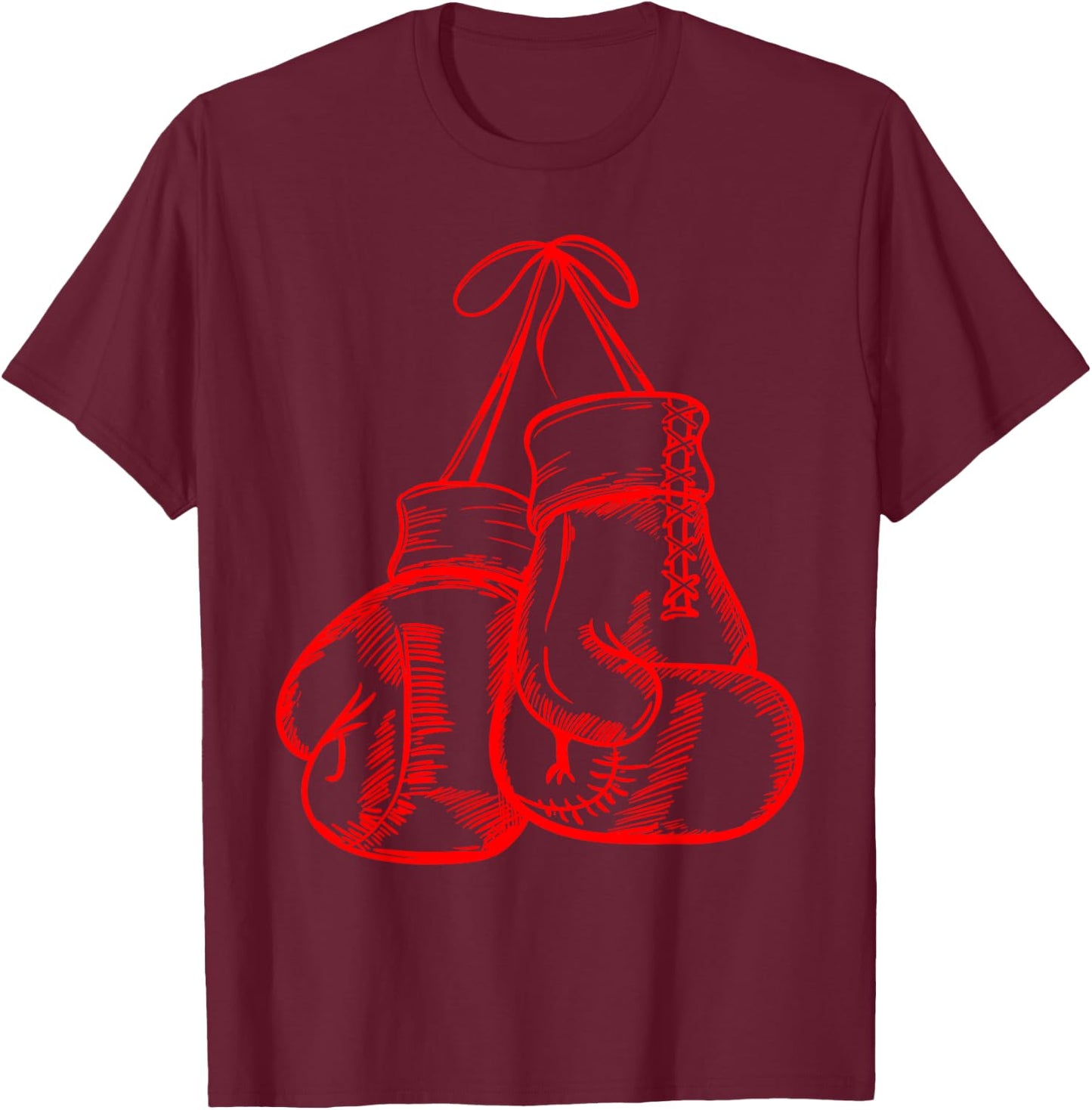 Retro Love Red Boxing Gloves Gifts Boxer Gift T-Shirt - T-Shirt | Maroon