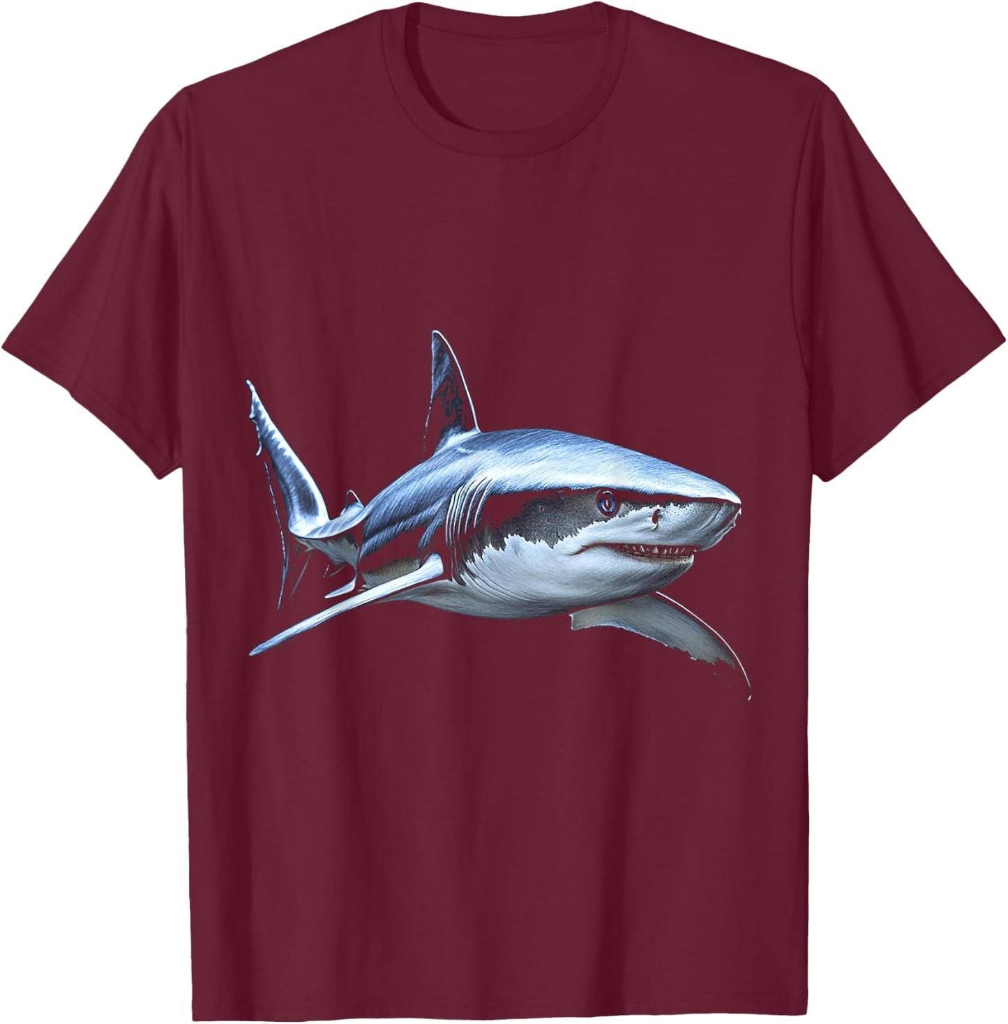 Shark Animal Blue Eyes Artwork Shark , black T-Shirt - T-Shirt | Maroon