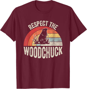 Respect The Woodchuck Retro Wildlife Humor T-Shirt - T-Shirt | Maroon