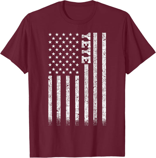 Yeye American Flag T-Shirt - T-Shirt | Maroon