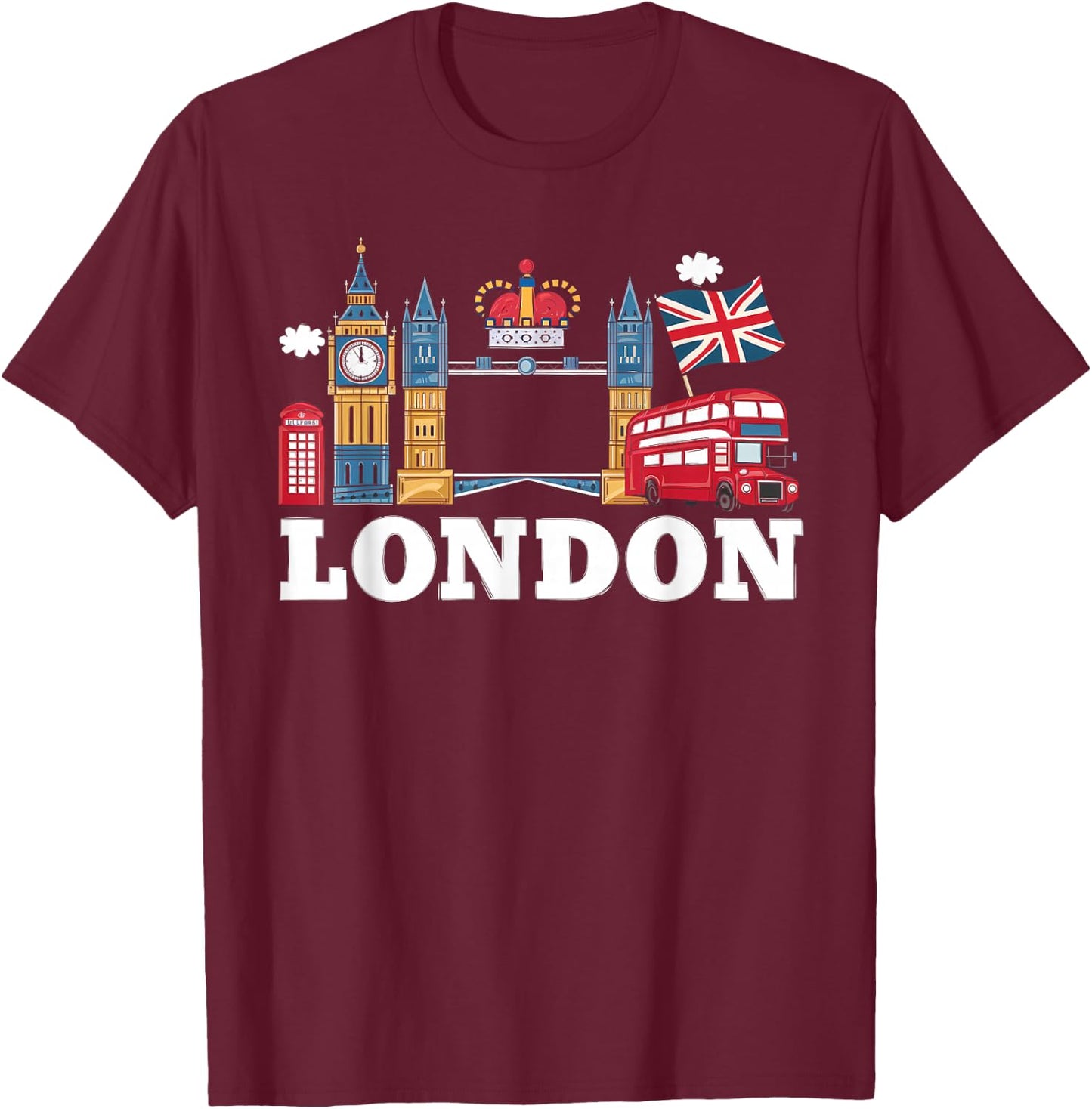 London Gift Men's Women's London Hooligan Ultras LND UK T-Shirt - T-Shirt | Maroon