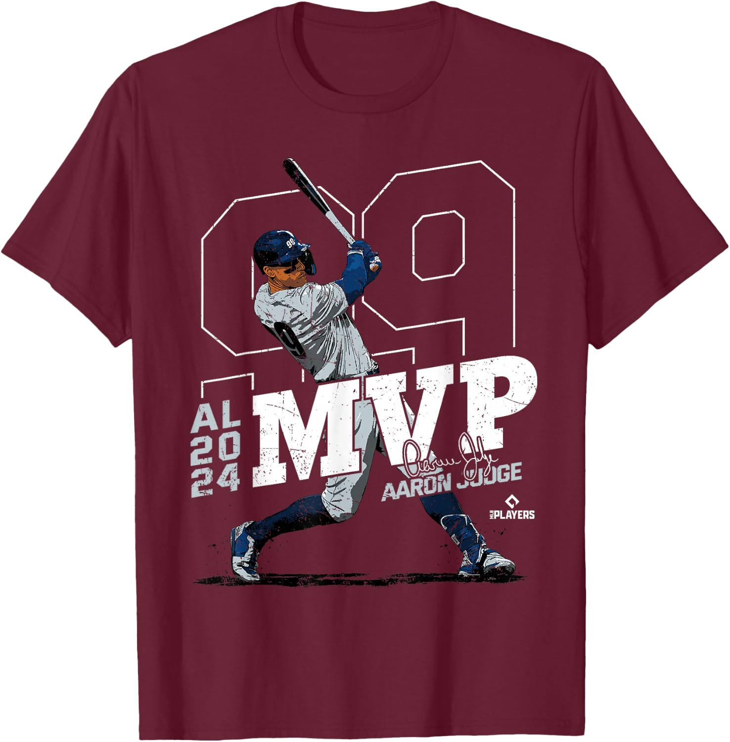 2024 AL MVP Aaron Judge New York Baseball MLBPA T-Shirt - T-Shirt | Maroon