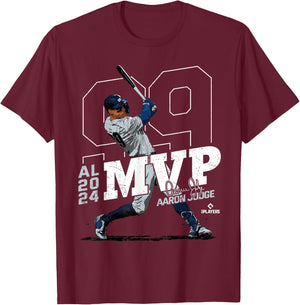 2024 AL MVP Aaron Judge New York Baseball MLBPA T-Shirt - T-Shirt | Maroon