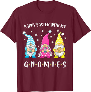 Cute gnomes Easter bunny, Easter egg, Easter nest, Happy Easter T-Shirt - T-Shirt | Maroon