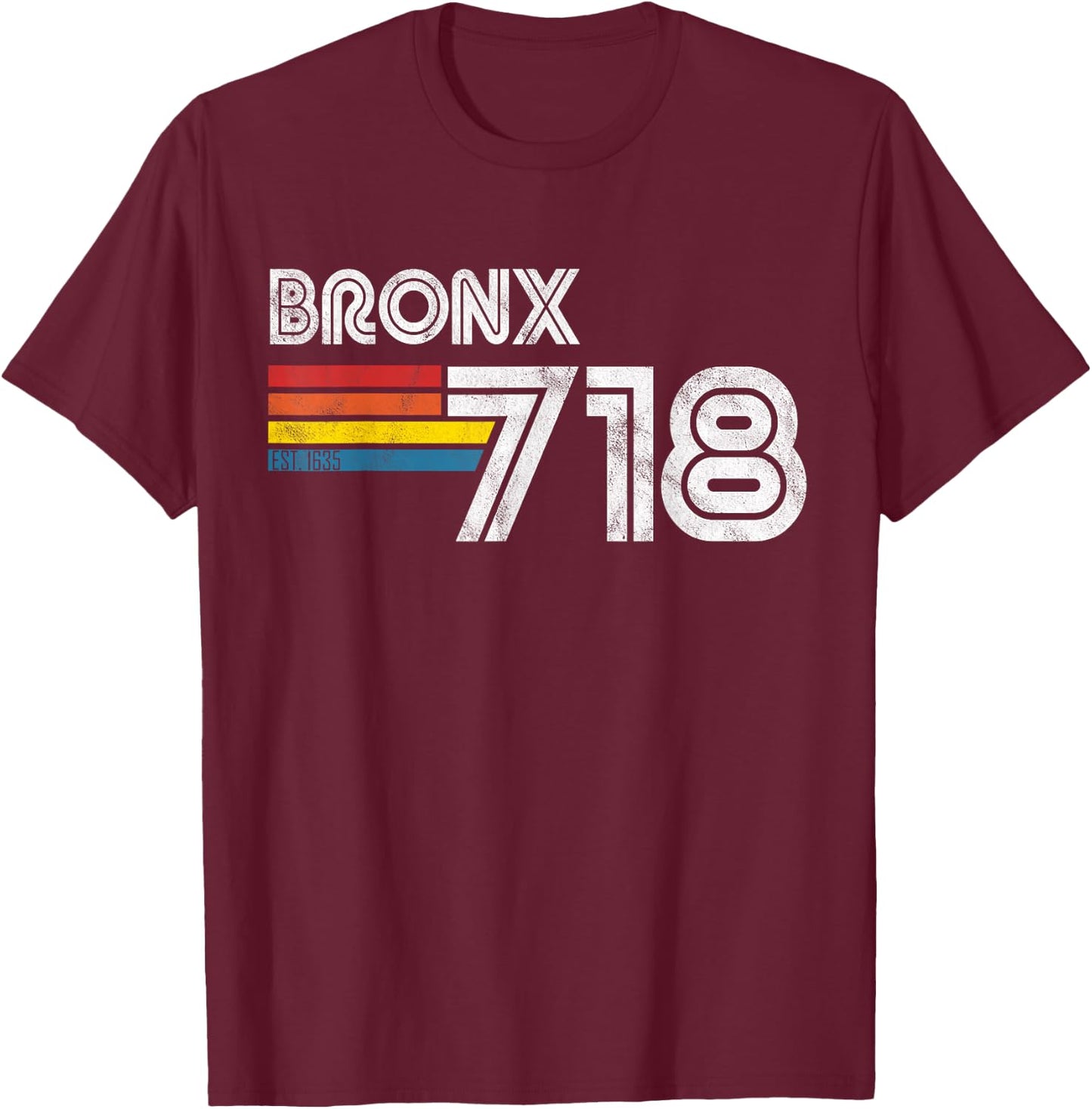 Vintage Bronx | Proud 718 New York City State Gift T-Shirt - T-Shirt | Maroon