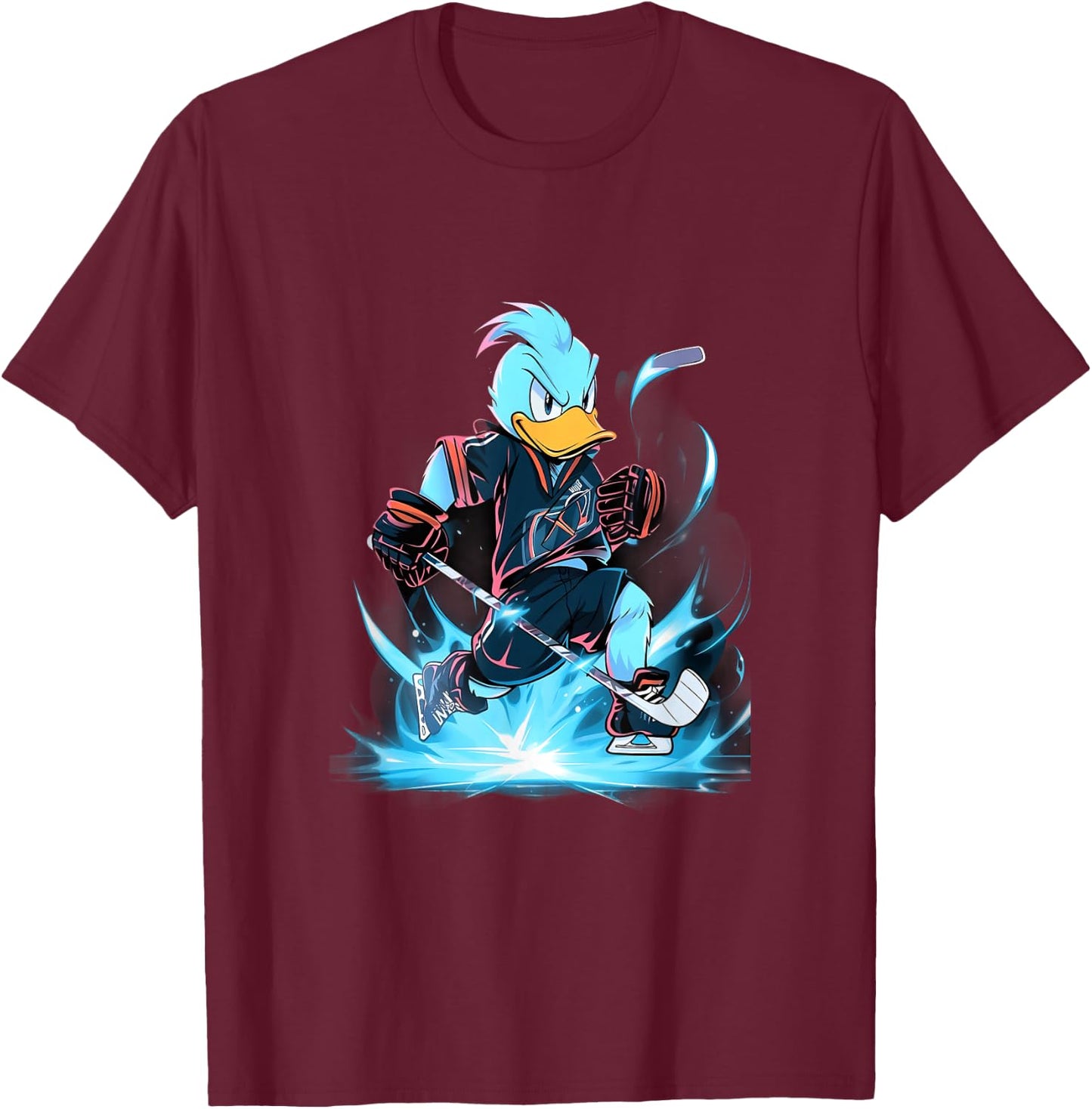 Duck Ice Hockey Player Hockey Stick Goalkeeper T-Shirt - T-Shirt | Maroon