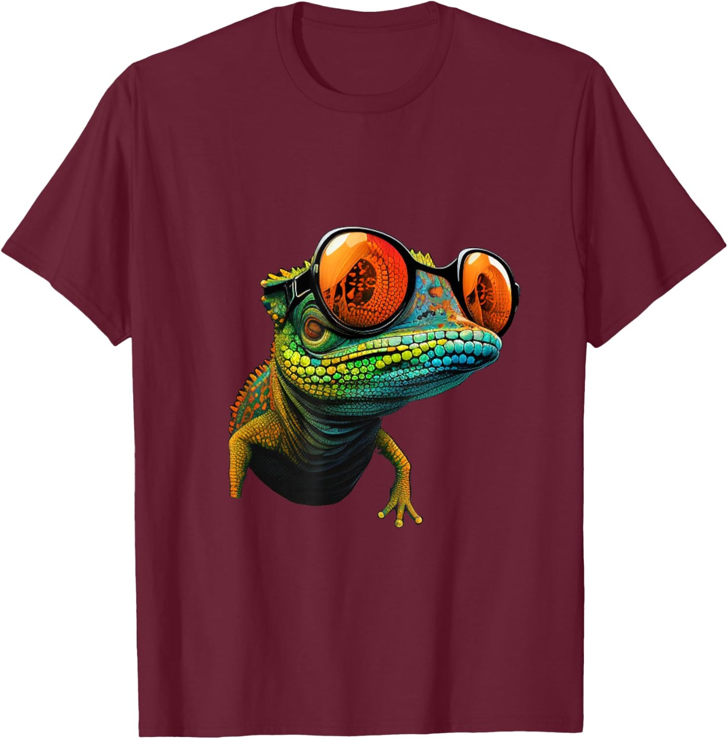 Funny smart looking Lizard with Glasses T-Shirt - T-Shirt | Maroon