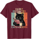 Easily Distracted by Cats And Books for Cat Lovers Women Girls Kids T-Shirt - T-Shirt | Maroon