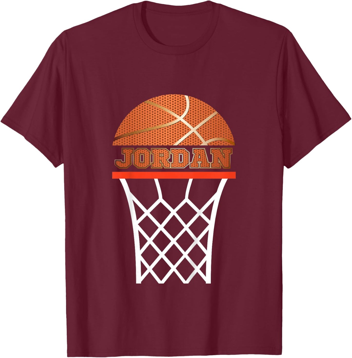 Basketball Jordan Custom Name Gift Boys, Youths T-Shirt - T-Shirt | Maroon