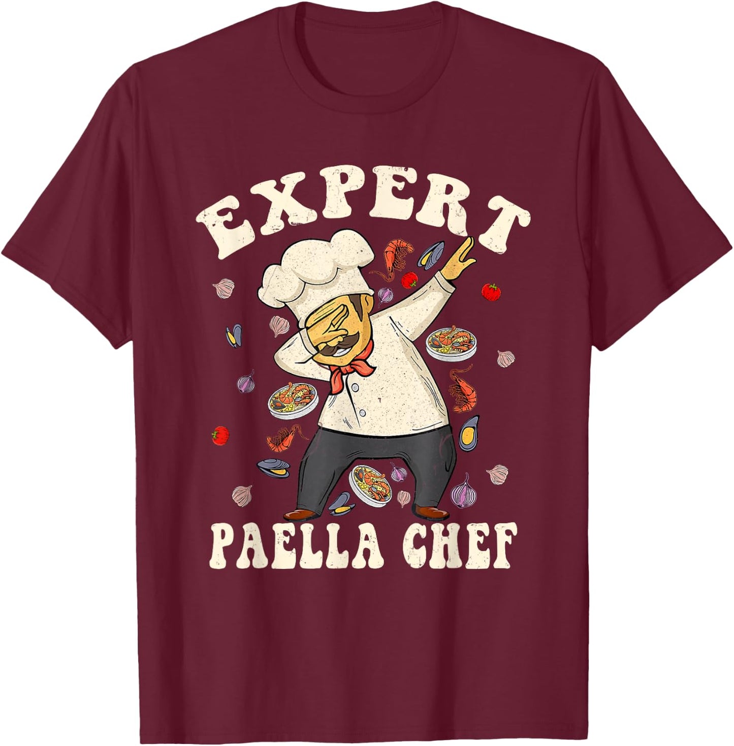 Expert Paella Chef Spanish Paella Lovers Funny Dab Dance T-Shirt - T-Shirt | Maroon