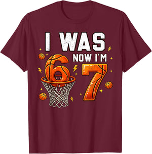 Ich war 6 Jetzt Bin ich 7 Lustig 6 7 Geburtstag Jungen Mädchen 67 Geburtstag T-Shirt - T-Shirt | Maroon
