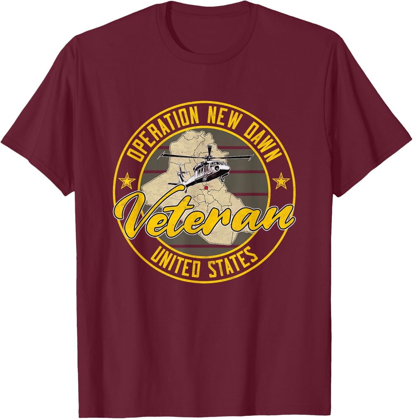 Operation New Dawn OND Veteran Iraq Veteran Vintage Gifts T-Shirt - T-Shirt | Maroon