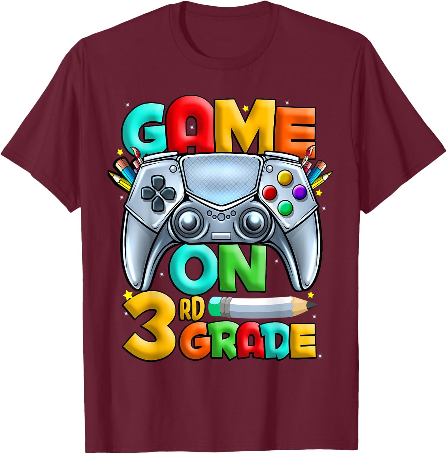 Game On 3rd Grade Back To School 3rd Grade Level Unlocked T-Shirt - T-Shirt | Maroon