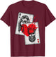 King and Queen Skull and Catrina Playing Cards Couple T-Shirt - T-Shirt | Maroon