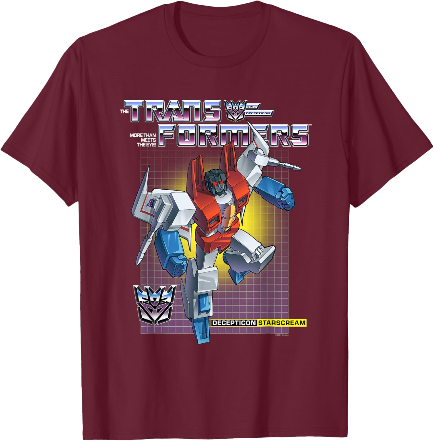 Transformers Decepticon Starscream , Herren, -Erwachsene, Kurzarm, Schwarz, S, Klassisch, Cartoon, Offiziell lizenziert, Klassische Passform, Imported T-Shirt - T-Shirt | Maroon