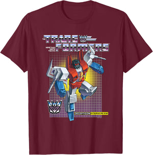 Transformers Decepticon Starscream , Herren, -Erwachsene, Kurzarm, Schwarz, S, Klassisch, Cartoon, Offiziell lizenziert, Klassische Passform, Imported T-Shirt - T-Shirt | Maroon