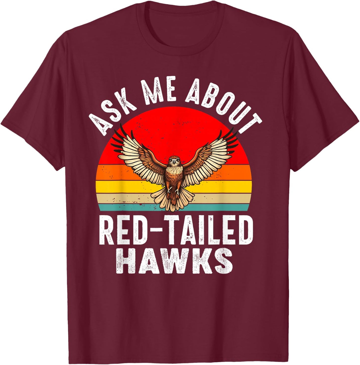 Red Tailed Hawk Chickenhawk Harlan's Hawk Buteo Jamaicensis T-Shirt - T-Shirt | Maroon