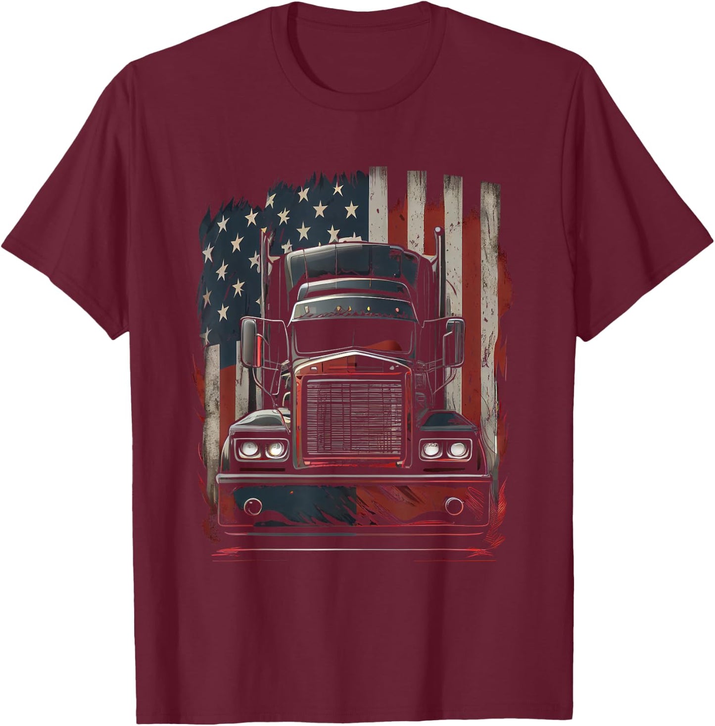 US amerikanische Flagge Trucker Lkw-Fahrer Geschenk T-Shirt - T-Shirt | Maroon