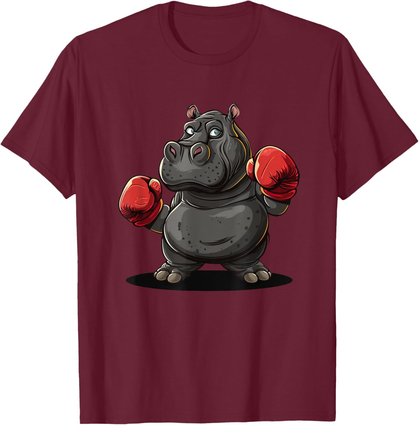 Cool boxing Athlete Costume for Hippo and Animals Lovers T-Shirt - T-Shirt | Maroon