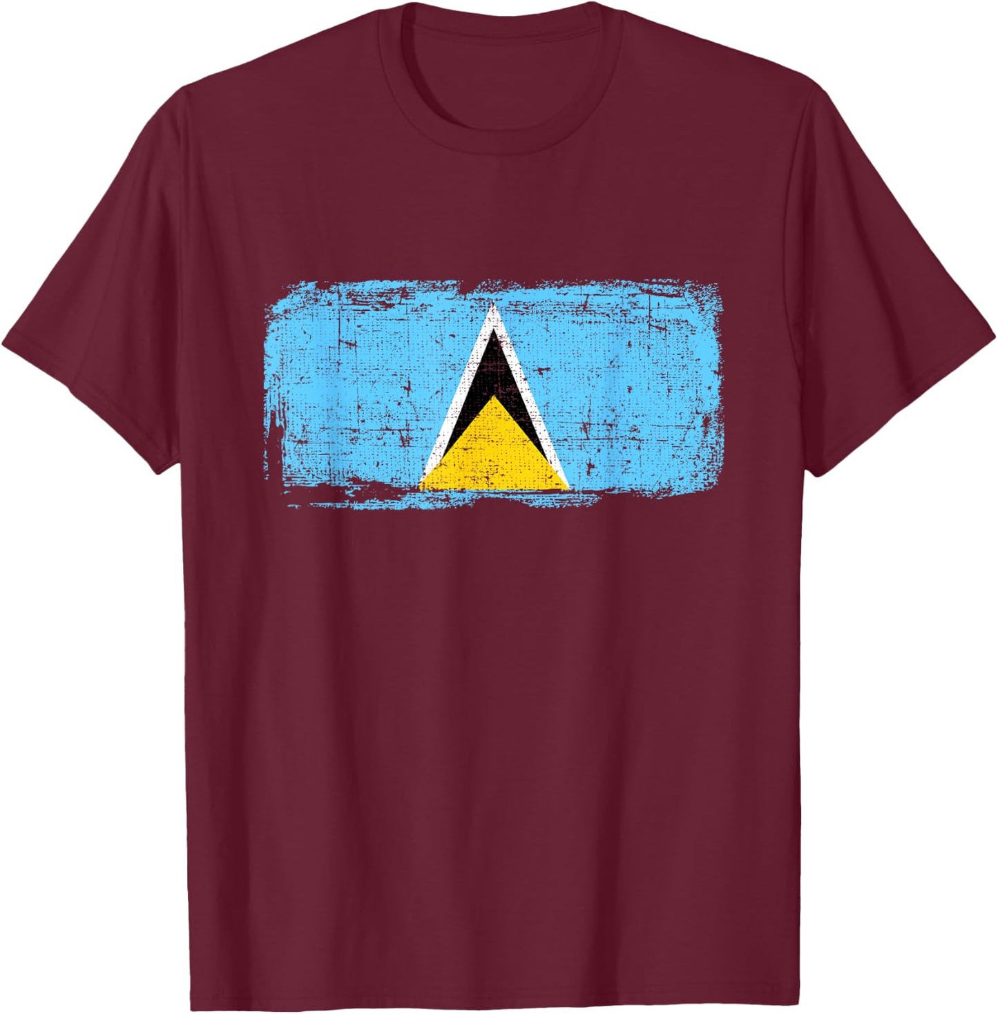 Saint Lucia Flag Pride Gift Distressed Vintage Style T-Shirt - T-Shirt | Maroon