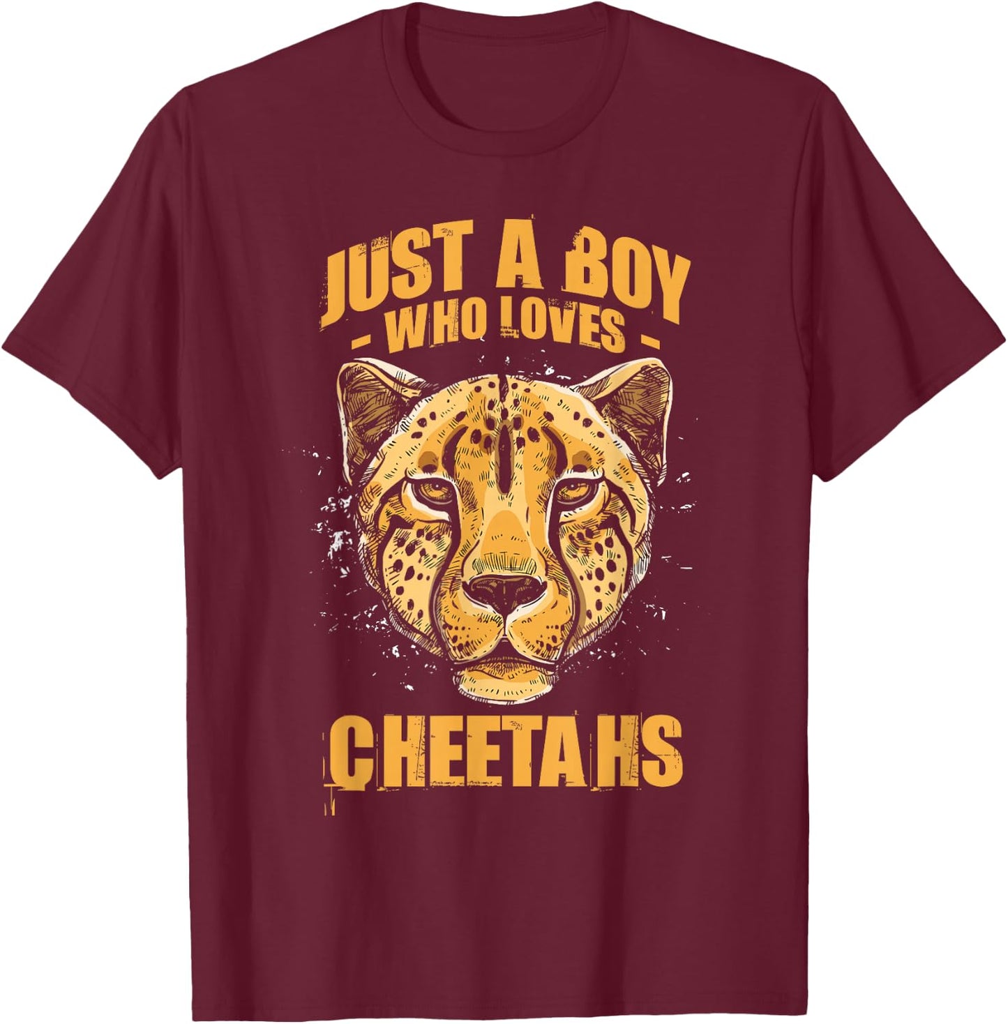 Just A Boy Who Loves Cheetahs T-Shirt - T-Shirt | Maroon