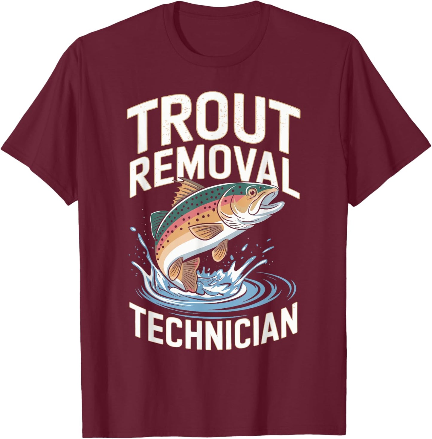 Funny Fisherman Trout Fly Fishing Father's Day JM -Adults Black Small Modern Classic Short Sleeve T-Shirt - T-Shirt | Maroon