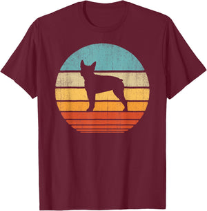 Boston Terrier Retro Vintage 60s 70s Sunset Dog Lovers Men T-Shirt - T-Shirt | Maroon