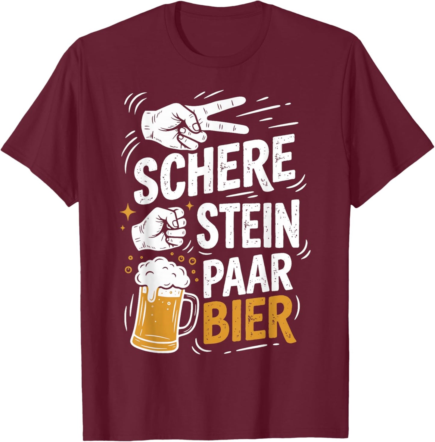 Schere Stein Paar Bier Lustiges Bier Humor Party Beer T-Shirt - T-Shirt | Maroon