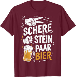 Schere Stein Paar Bier Lustiges Bier Humor Party Beer T-Shirt - T-Shirt | Maroon