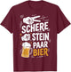 Schere Stein Paar Bier Lustiges Bier Humor Party Beer T-Shirt - T-Shirt | Maroon