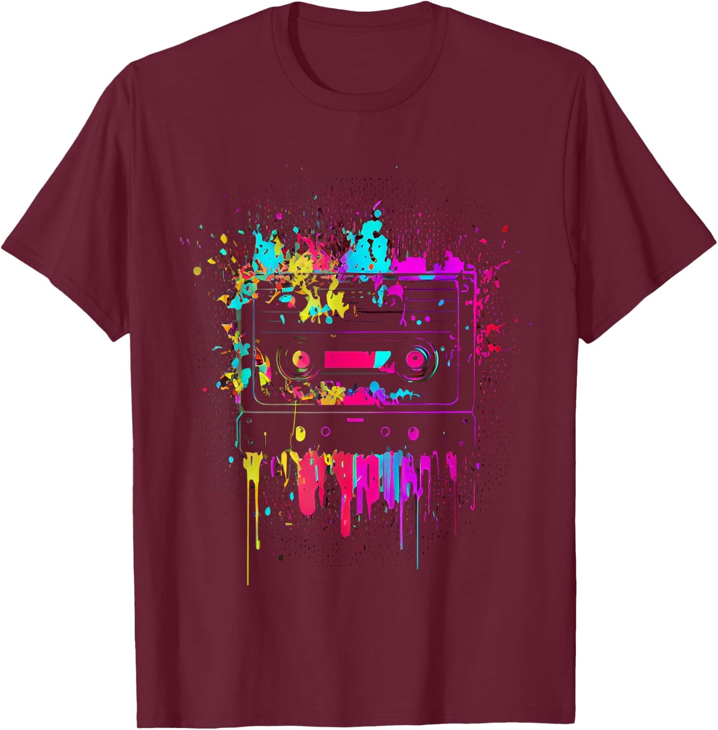 80s 90s Retro Party Fancy Dress Cassette , black T-Shirt - T-Shirt | Maroon