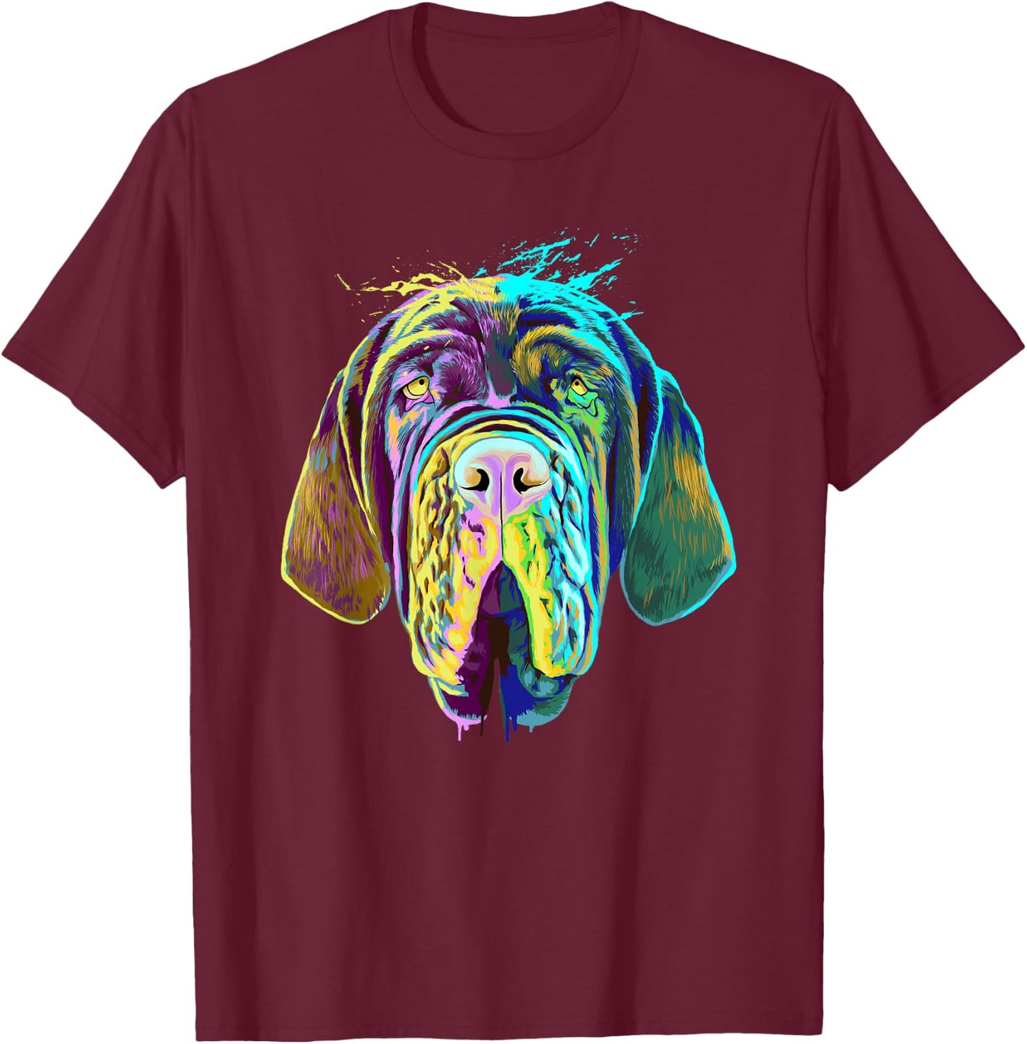 Colourful Splash Dog Neapolitan Mastiff T-Shirt - T-Shirt | Maroon