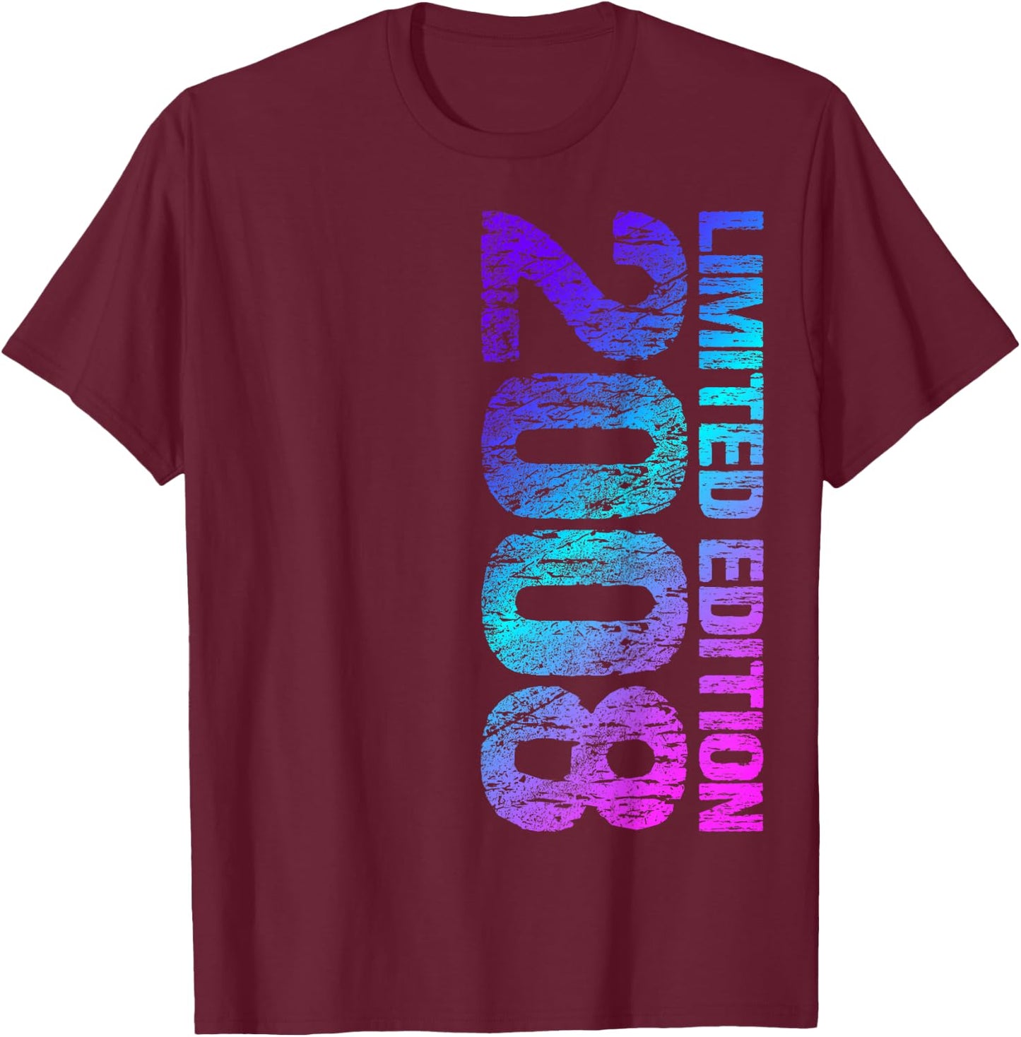 2008 Boy Girl 17th Birthday Limited Edition 17 , black T-Shirt - T-Shirt | Maroon
