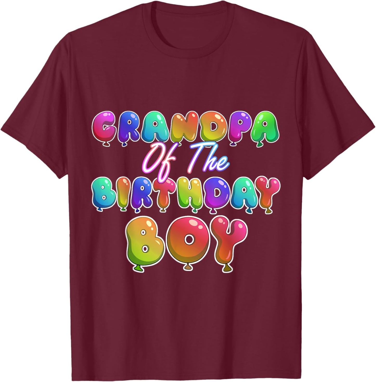 Grandpa Of The Birthday Boy Balloon Boys Party T-Shirt - T-Shirt | Maroon