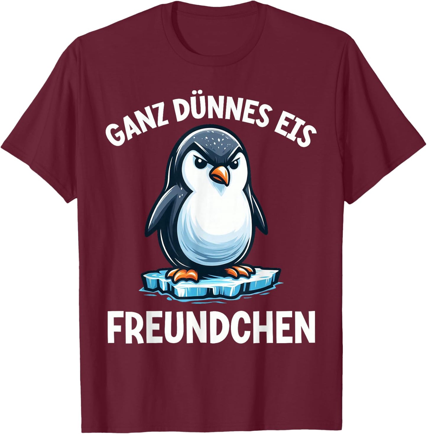Very Thin Ice Friend Funny Penguin Irony T-Shirt - T-Shirt | Maroon