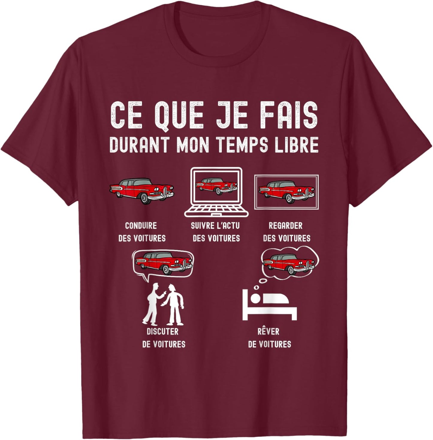 J'peux Pas J'Ai Car Man Passion Car Humour Gift T-Shirt - T-Shirt | Maroon