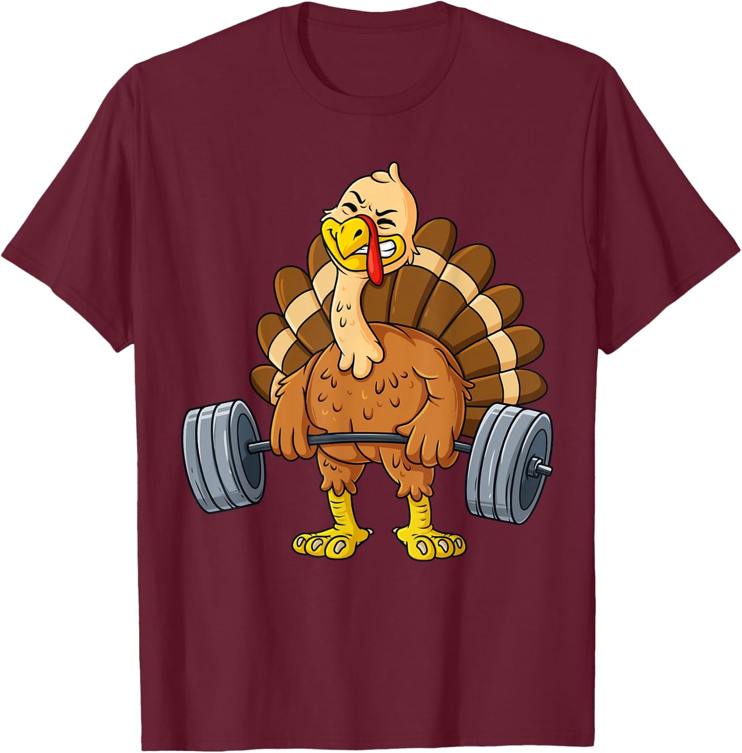 Turkey Deadlift Funny Thanksgiving Day Fitness Weightlifting T-Shirt - T-Shirt | Maroon