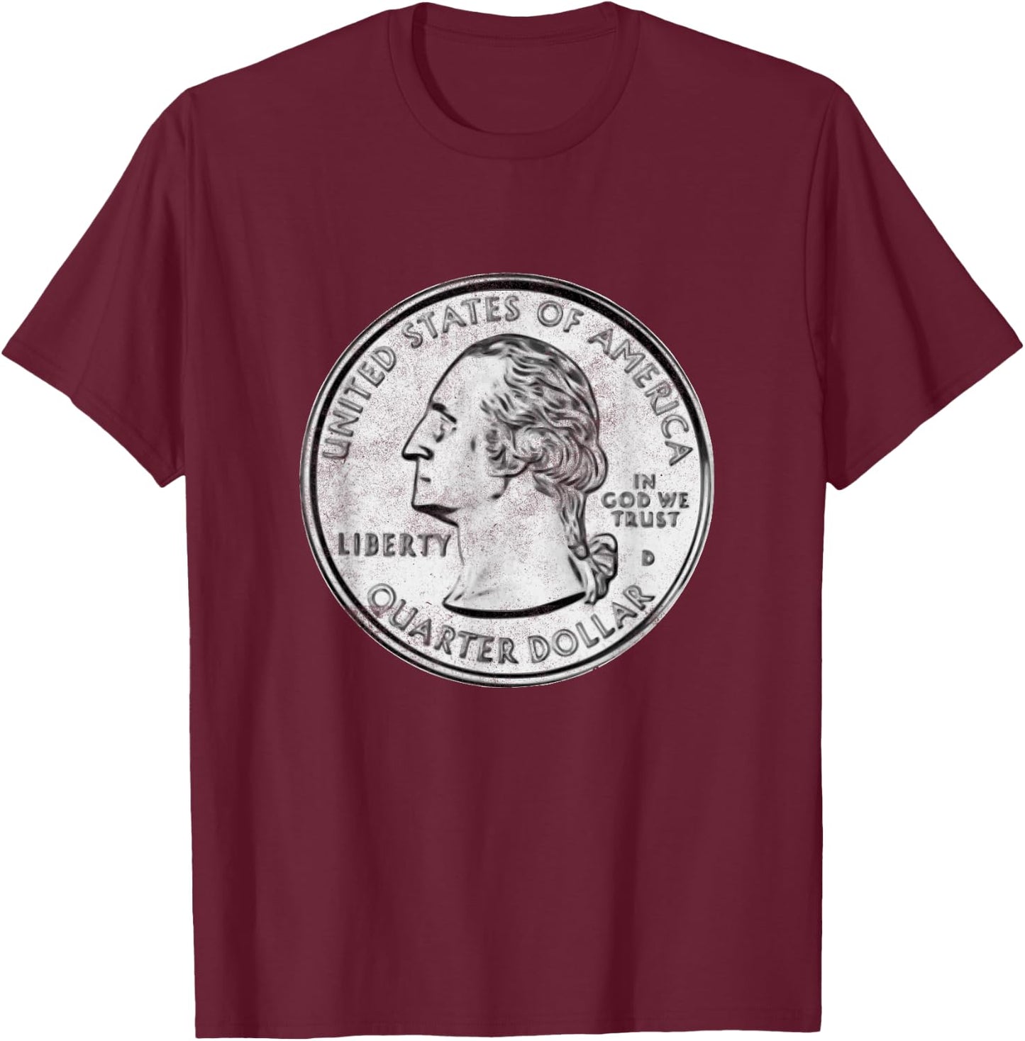 USA Quarter Dollar Design Coin Collectors Gifts T-Shirt - T-Shirt | Maroon