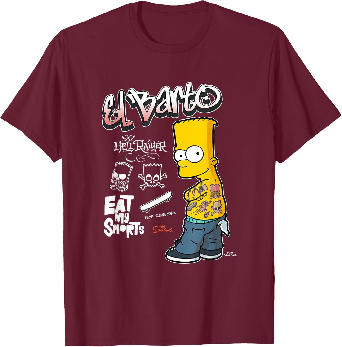 The Simpsons El Barto Eat My Shorts T-Shirt - T-Shirt | Maroon