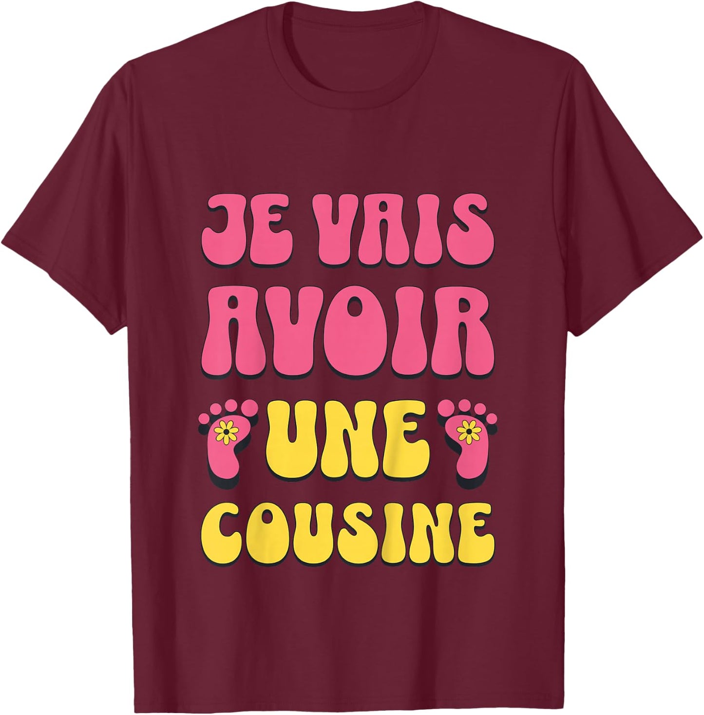 Children's Je Vais Having A Cousine Announcement Pregnancy Child T-Shirt - T-Shirt | Maroon