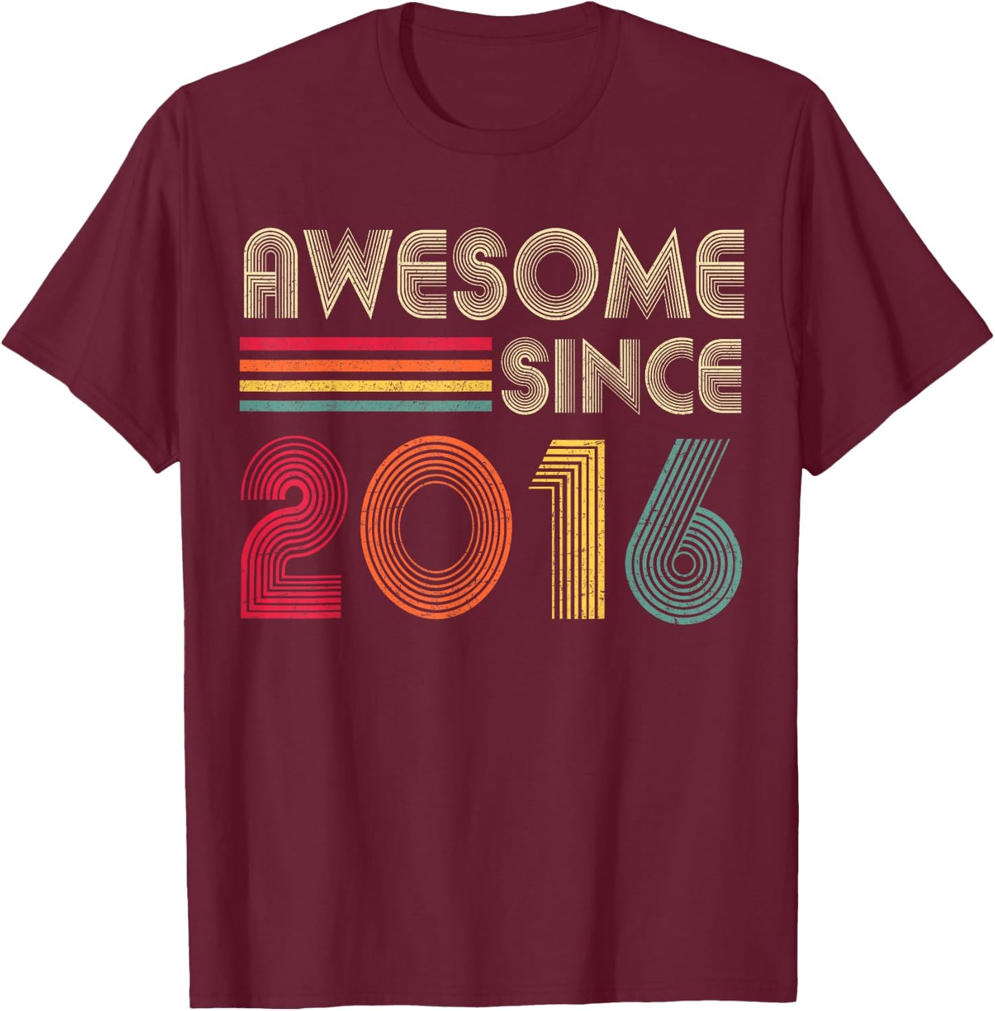 Awesome Since 2016 6th Birthday Retro T-Shirt - T-Shirt | Maroon