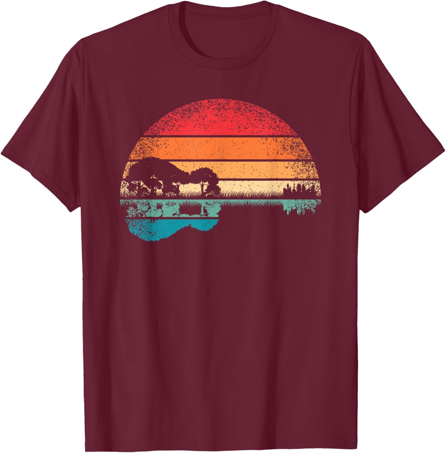 Retro Akustikgitarre Gitarrist Gitarre Gitarrenliebhaber T-Shirt - T-Shirt | Maroon