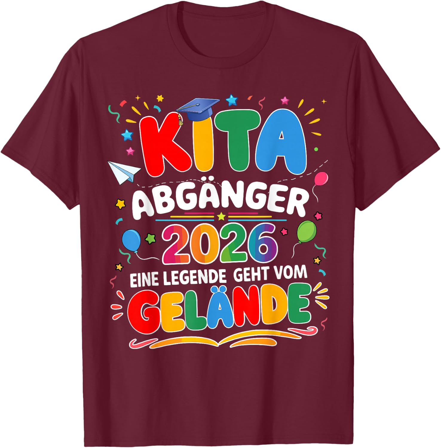 Kita abgänger 2026 Einschulung Schulkind Junge mädchen T-Shirt - T-Shirt | Maroon
