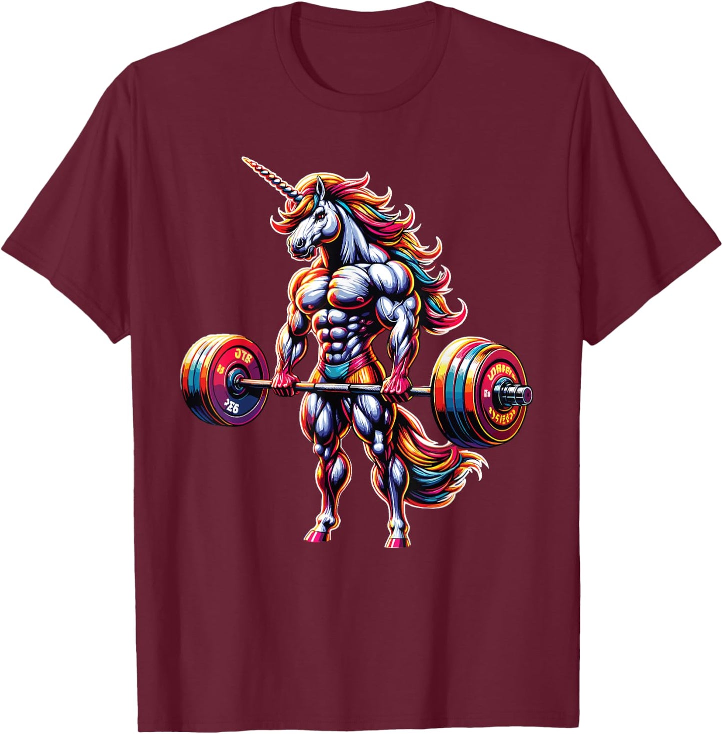 Unicorn Lifting Weights Fitness Lover Barbell Weightlifting T-Shirt - T-Shirt | Maroon