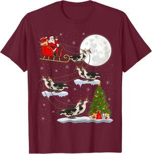 Xmas Tree Lighting Santa Riding Muscovy Duck Christmas T-Shirt - T-Shirt | Maroon