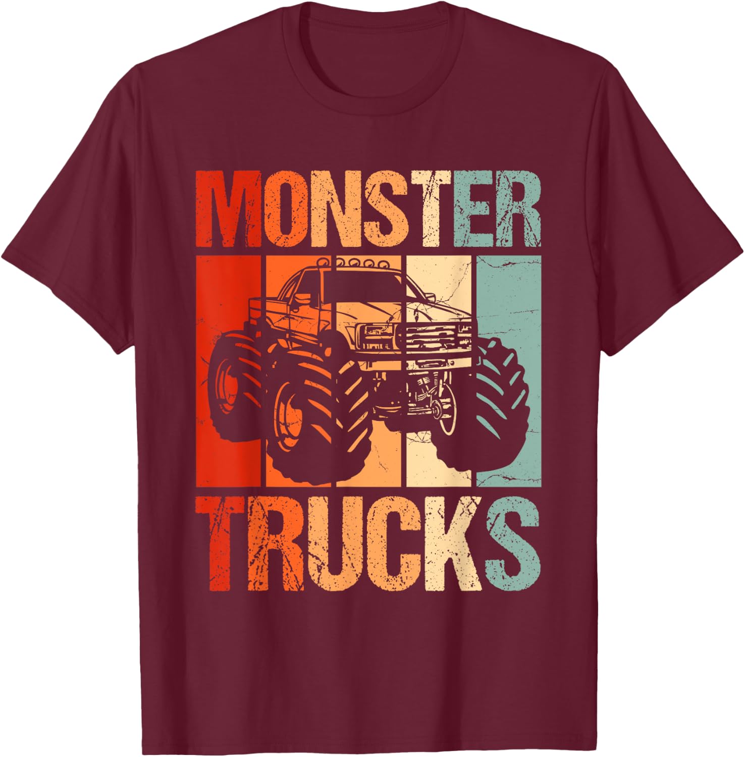 Monster Trucks Vintage Retro Monster Truck T-Shirt - T-Shirt | Maroon