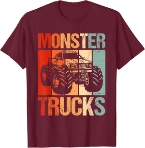 Monster Trucks Vintage Retro Monster Truck T-Shirt - T-Shirt | Maroon