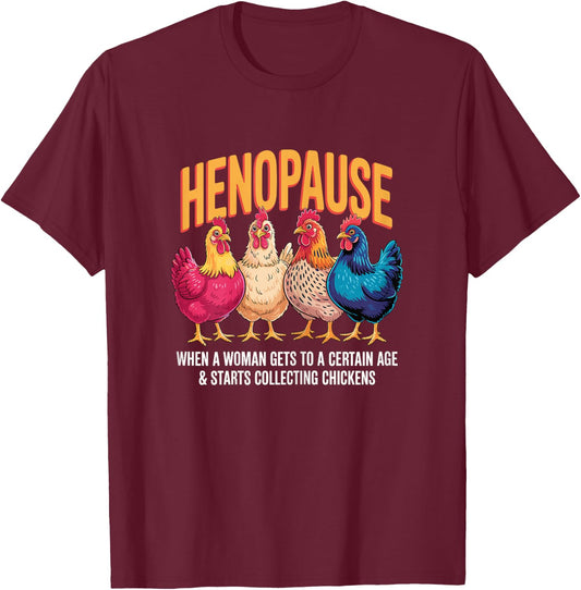 Retro Chicken Farmer Henopause Menopause Perimenopause T-Shirt - T-Shirt | Maroon