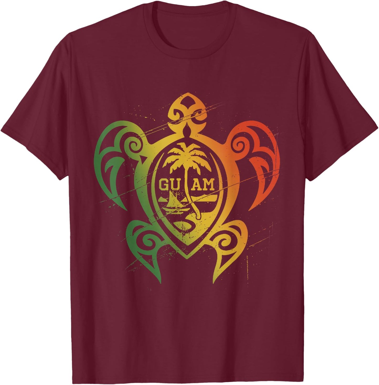 Guam Flag Islander Turtle Chamorro Guam Seal Guamanian T-Shirt - T-Shirt | Maroon